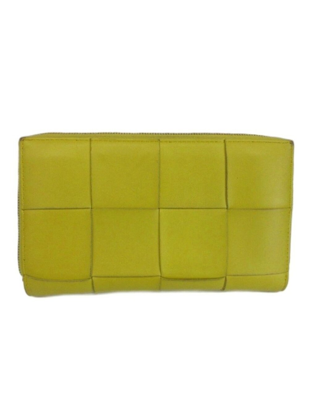 Bottega Veneta Cassette Wallet Leather Zip Around Maxi Intrecciato Yellow